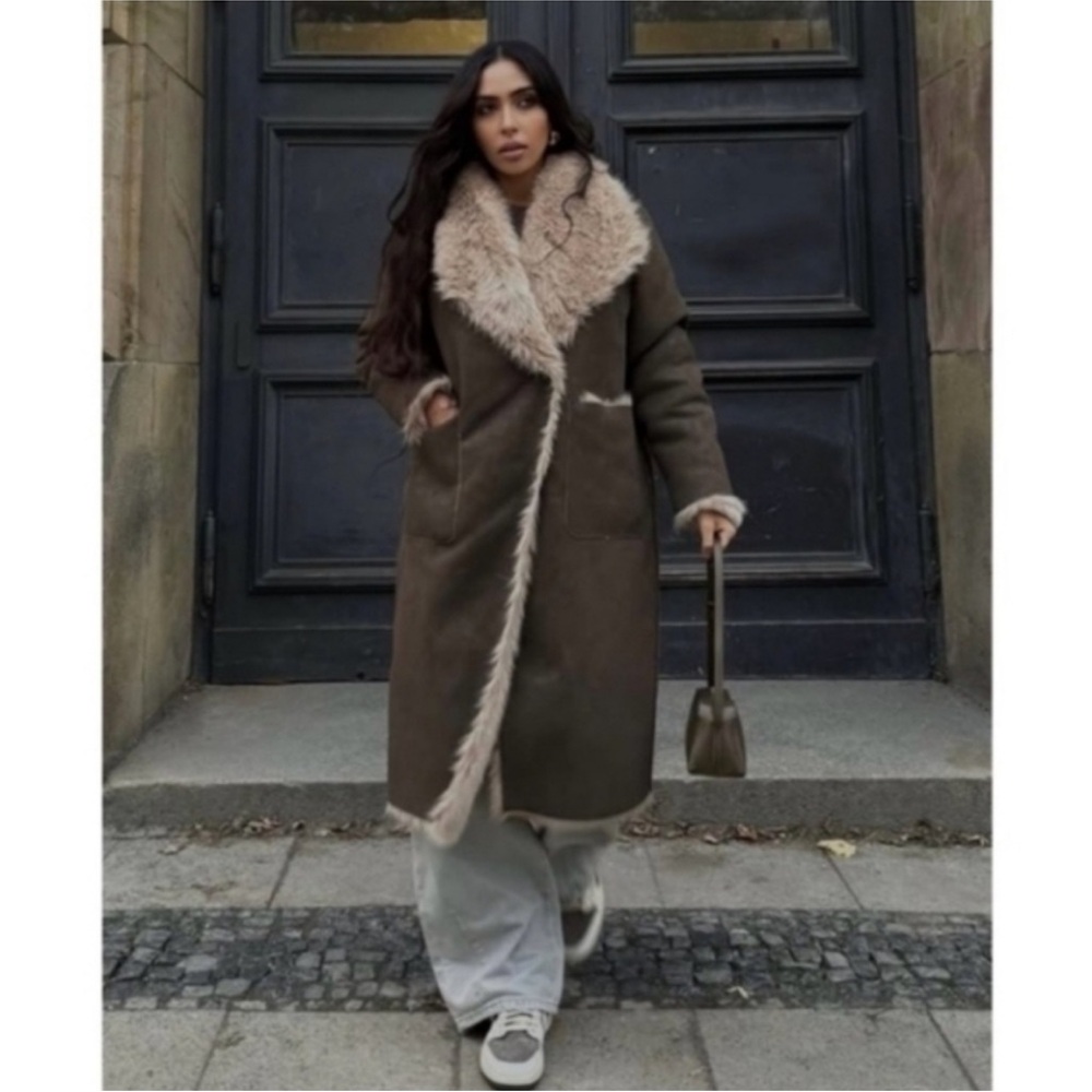 ZARA REVERSIBLE FAUX FUR DOUBLE-FACED COAT
